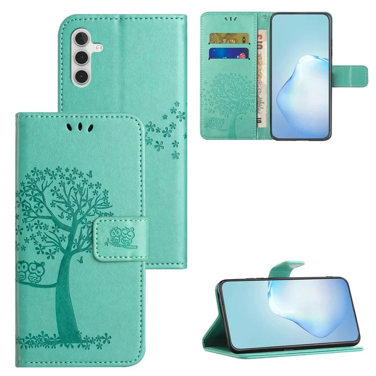 For Samsung Galaxy A05s 4G Cover Owl Tree Pattern Leather Wallet Phone Case