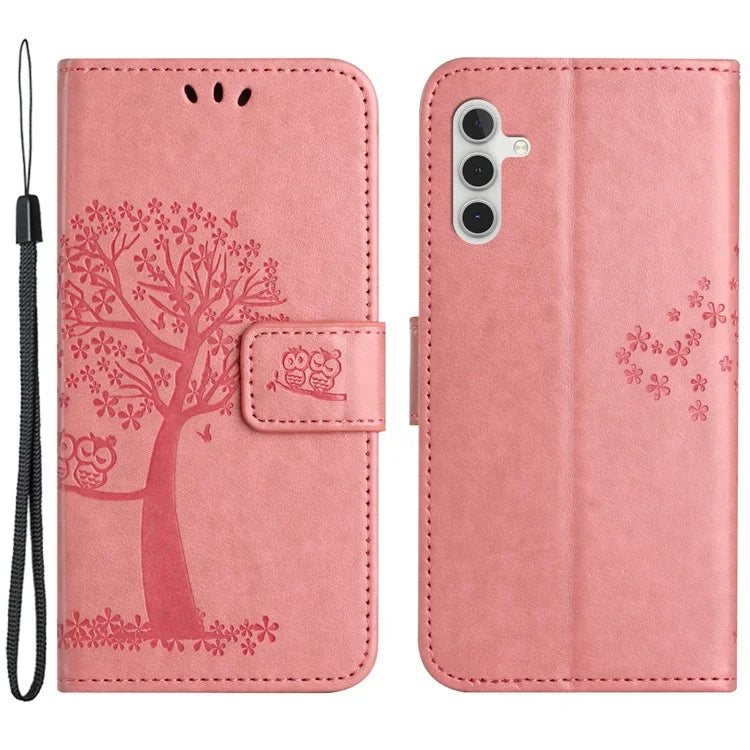 For Samsung Galaxy A05s 4G Cover Owl Tree Pattern Leather Wallet Phone Case