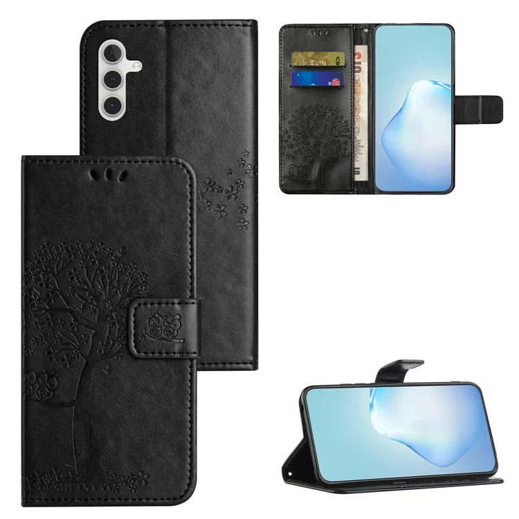 For Samsung Galaxy A05s 4G Cover Owl Tree Pattern Leather Wallet Phone Case
