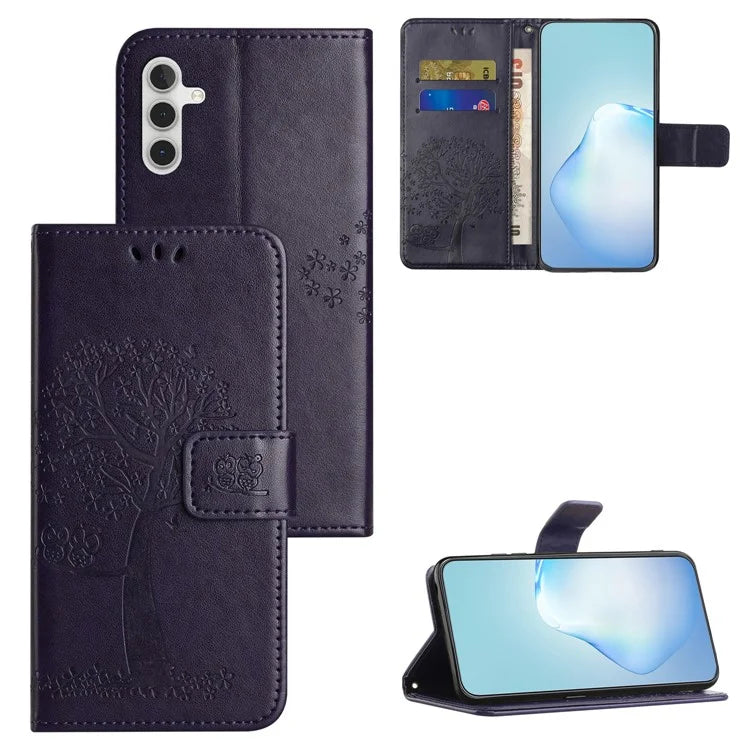 For Samsung Galaxy A05s 4G Cover Owl Tree Pattern Leather Wallet Phone Case