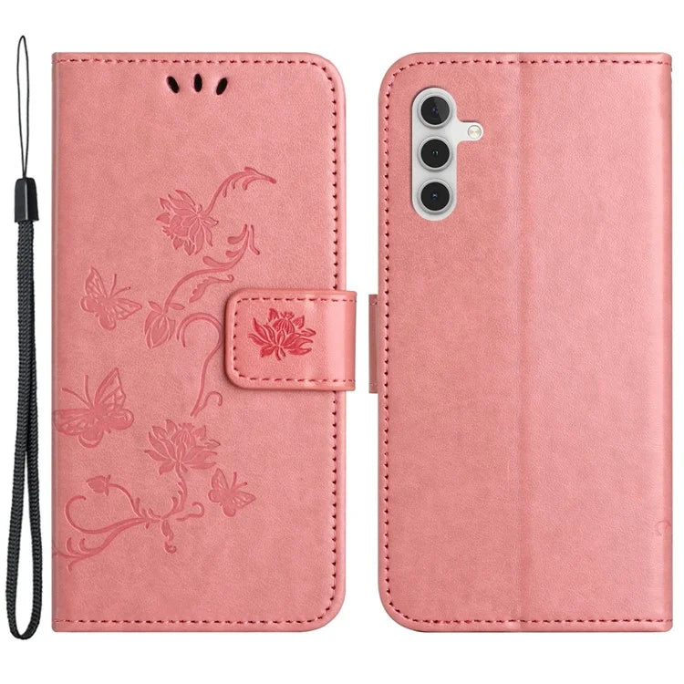 For Samsung Galaxy A05s 4G Case Butterfly Flower Imprinted Anti-drop Leather Phone Cover