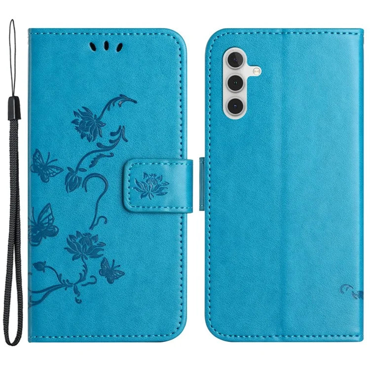 For Samsung Galaxy A05s 4G Case Butterfly Flower Imprinted Anti-drop Leather Phone Cover