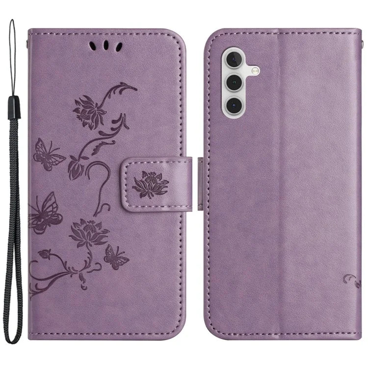 For Samsung Galaxy A05s 4G Case Butterfly Flower Imprinted Anti-drop Leather Phone Cover