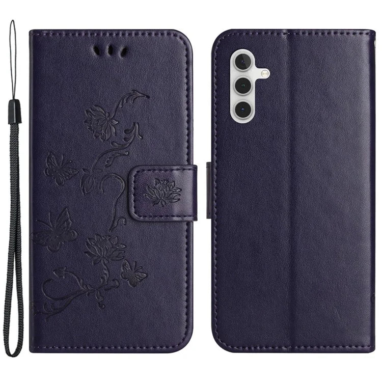 For Samsung Galaxy A05s 4G Case Butterfly Flower Imprinted Anti-drop Leather Phone Cover