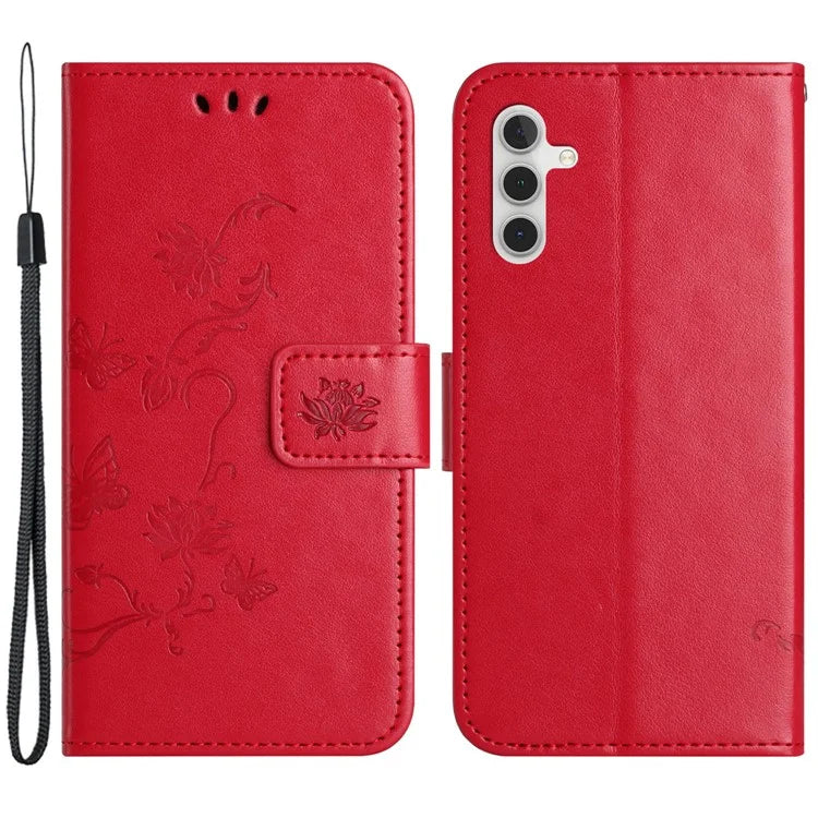 For Samsung Galaxy A05s 4G Case Butterfly Flower Imprinted Anti-drop Leather Phone Cover
