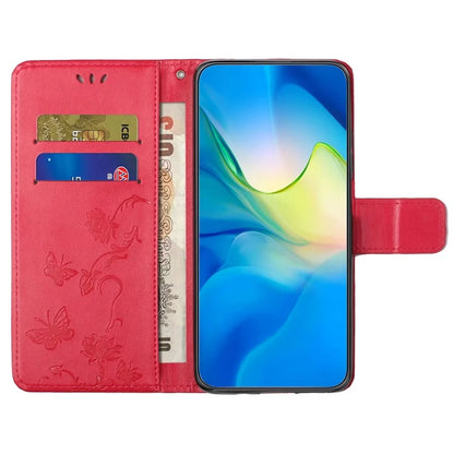 For Samsung Galaxy A05s 4G Case Butterfly Flower Imprinted Anti-drop Leather Phone Cover