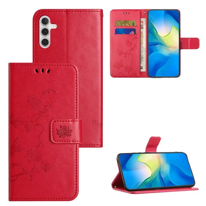 For Samsung Galaxy A05s 4G Case Butterfly Flower Imprinted Anti-drop Leather Phone Cover