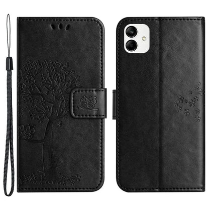 For Samsung Galaxy A05 4G Case Owl Tree Imprinted Leather Phone Cover with Wallet