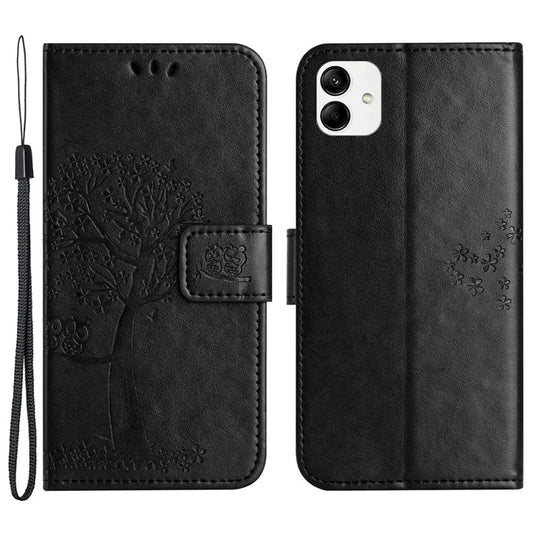 For Samsung Galaxy A05 4G Case Owl Tree Imprinted Leather Phone Cover with Wallet