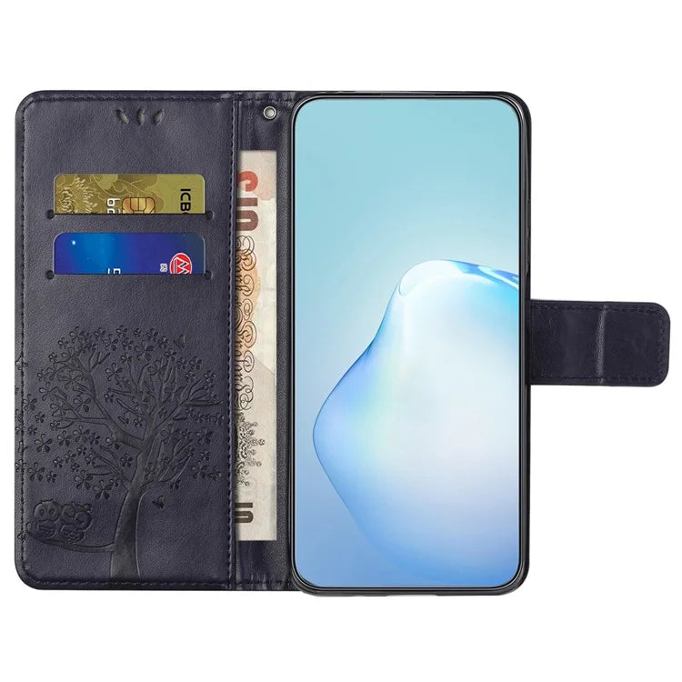 For Samsung Galaxy A05 4G Case Owl Tree Imprinted Leather Phone Cover with Wallet