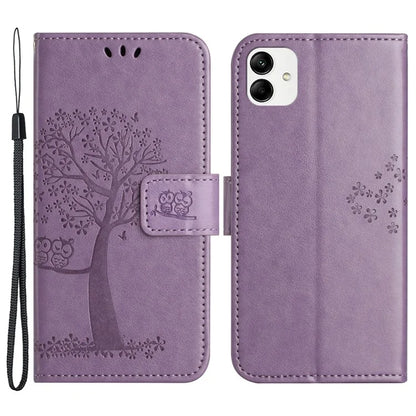 For Samsung Galaxy A05 4G Case Owl Tree Imprinted Leather Phone Cover with Wallet