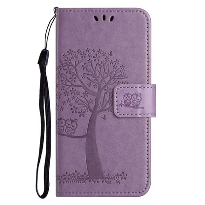 For Samsung Galaxy A05 4G Case Owl Tree Imprinted Leather Phone Cover with Wallet