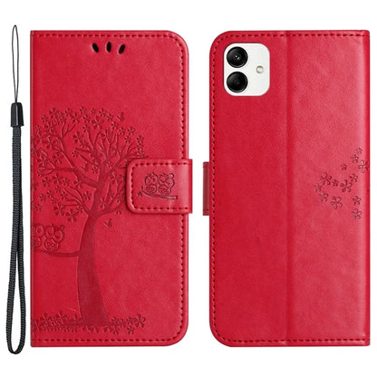 For Samsung Galaxy A05 4G Case Owl Tree Imprinted Leather Phone Cover with Wallet