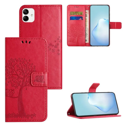 For Samsung Galaxy A05 4G Case Owl Tree Imprinted Leather Phone Cover with Wallet