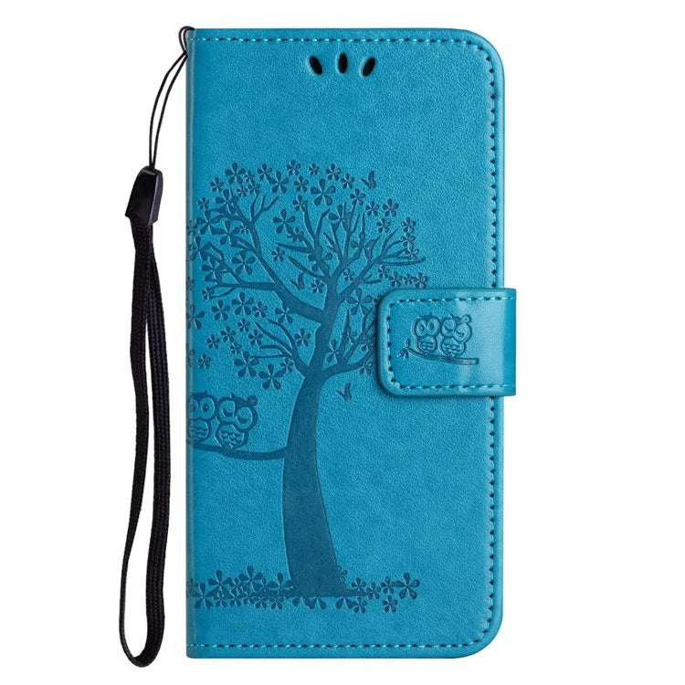 For Samsung Galaxy A05 4G Case Owl Tree Imprinted Leather Phone Cover with Wallet