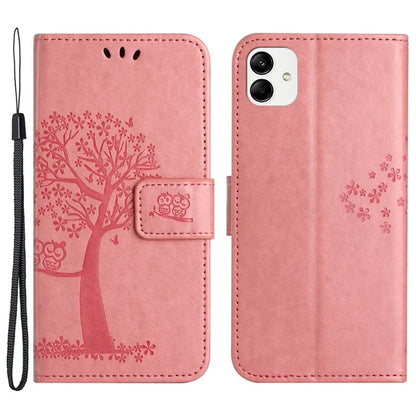 For Samsung Galaxy A05 4G Case Owl Tree Imprinted Leather Phone Cover with Wallet