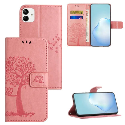 For Samsung Galaxy A05 4G Case Owl Tree Imprinted Leather Phone Cover with Wallet