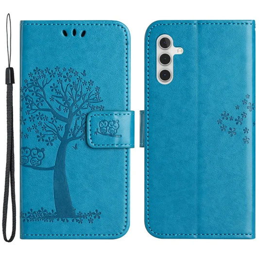 For Samsung Galaxy A15 5G Case Owl Tree Imprinted Leather Flip Phone Cover with Wallet