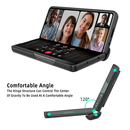For Samsung Galaxy Z Fold5 5G Case Kickstand Slide Lens Lid Phone Cover with Tempered Glass Film