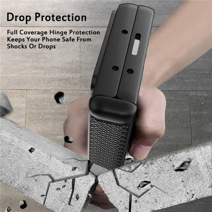 For Samsung Galaxy Z Fold5 5G Case Kickstand Slide Lens Lid Phone Cover with Tempered Glass Film