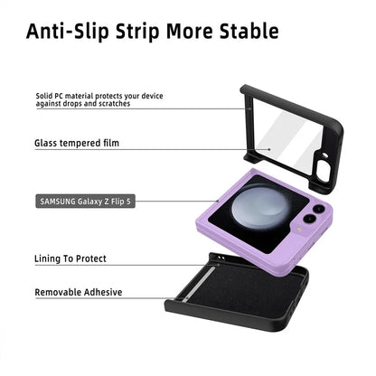 For Samsung Galaxy Z Flip5 5G Case Heart-Shape Kickstand Glitter PU Leather+PC Phone Cover