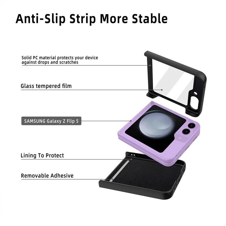 For Samsung Galaxy Z Flip5 5G Case Heart-Shape Kickstand Glitter PU Leather+PC Phone Cover