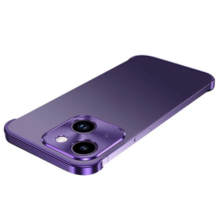 For iPhone 15 Plus Bumper Case CD Veins Aluminium Alloy+Glass Lens Guard Frameless Cover