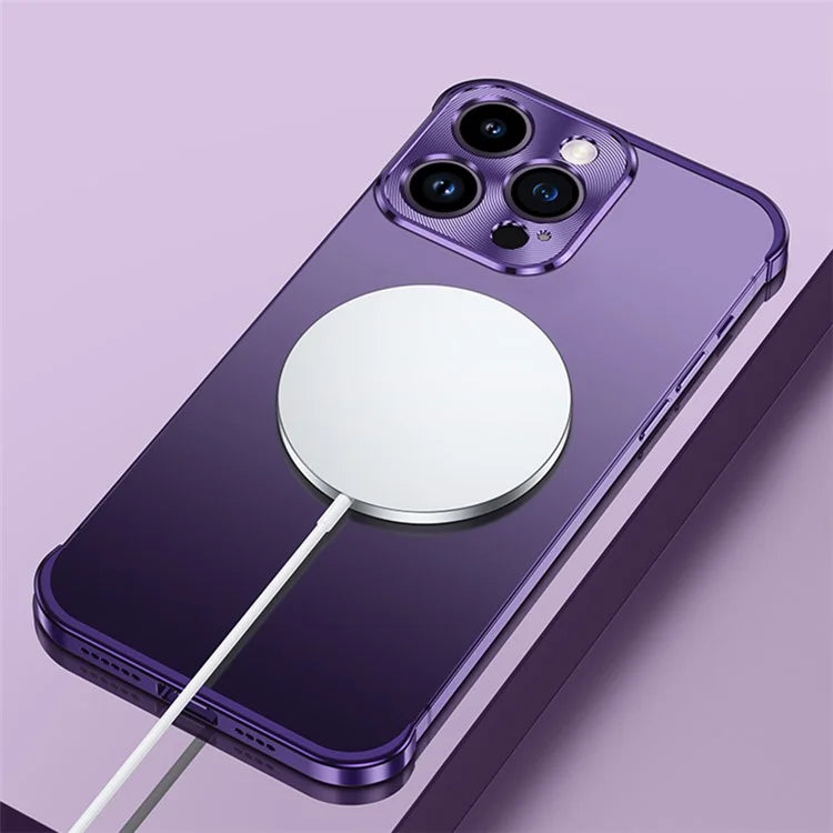 For iPhone 15 Plus Bumper Case CD Veins Aluminium Alloy+Glass Lens Guard Frameless Cover