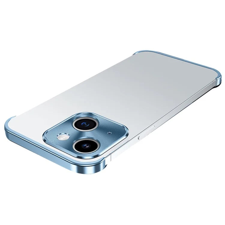 For iPhone 15 Plus Bumper Case CD Veins Aluminium Alloy+Glass Lens Guard Frameless Cover