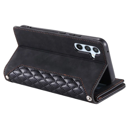For Samsung Galaxy A05s 4G Case PU Leather Phone Shell Rhombus Texture Zipper Wallet with Strap