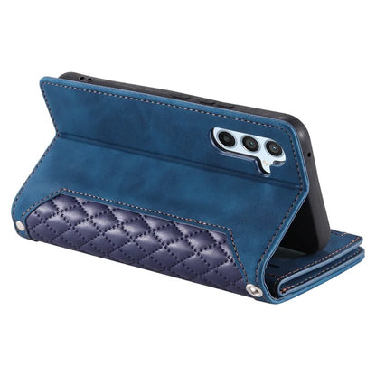 For Samsung Galaxy A05s 4G Case PU Leather Phone Shell Rhombus Texture Zipper Wallet with Strap