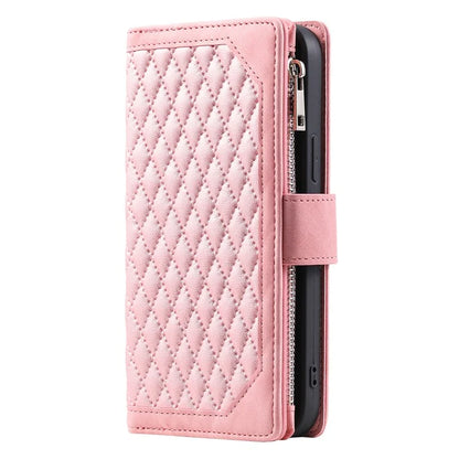 For Samsung Galaxy A05s 4G Case PU Leather Phone Shell Rhombus Texture Zipper Wallet with Strap
