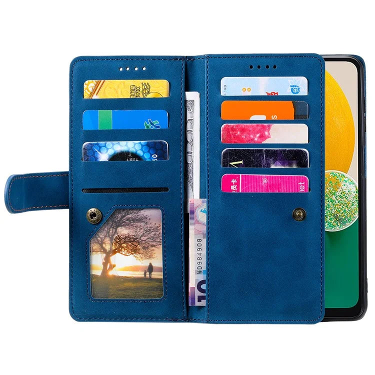For Samsung Galaxy A05s 4G Cell Phone Case 9 Card Slots Phone Cover Zipper Leather Wallet