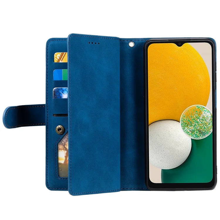 For Samsung Galaxy A05s 4G Cell Phone Case 9 Card Slots Phone Cover Zipper Leather Wallet