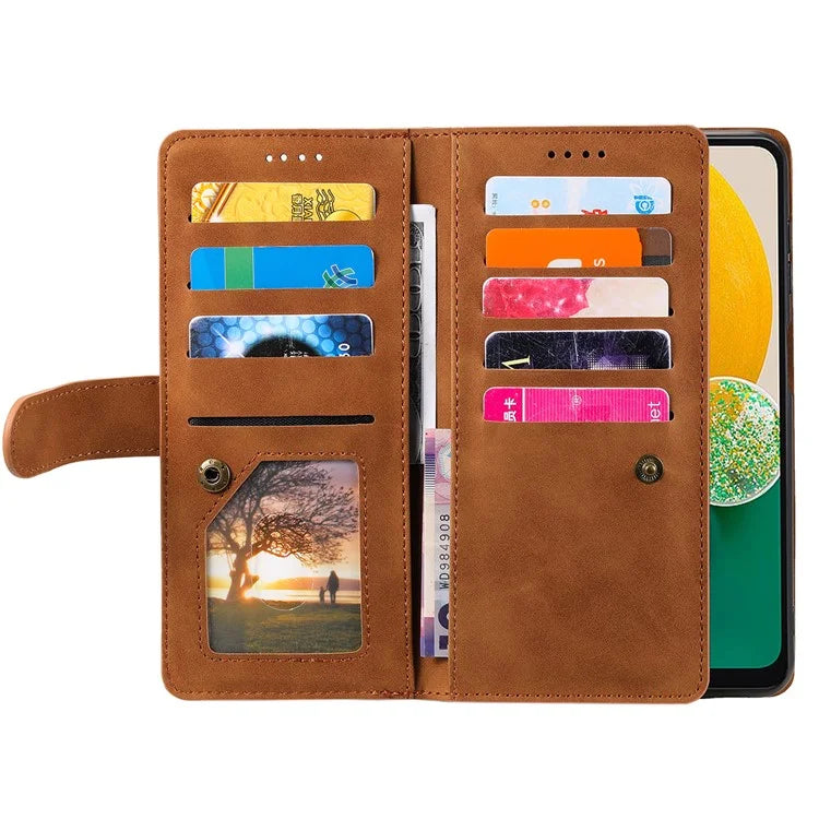 For Samsung Galaxy A05s 4G Cell Phone Case 9 Card Slots Phone Cover Zipper Leather Wallet