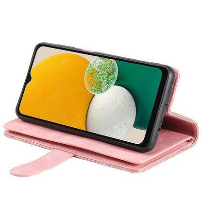 For Samsung Galaxy A05s 4G Cell Phone Case 9 Card Slots Phone Cover Zipper Leather Wallet