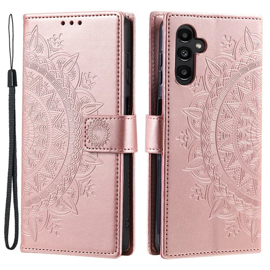 For Samsung Galaxy A15 4G Phone Case Stand Cover Wallet PU Leather Phone Shell with Strap