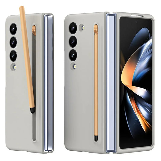 For Samsung Galaxy Z Fold3 5G Case Hard PC Rubberized Phone Cover with Stylus Pen