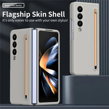 For Samsung Galaxy Z Fold3 5G Case Hard PC Rubberized Phone Cover with Stylus Pen
