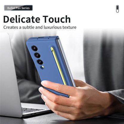 For Samsung Galaxy Z Fold3 5G Case Hard PC Rubberized Phone Cover with Stylus Pen