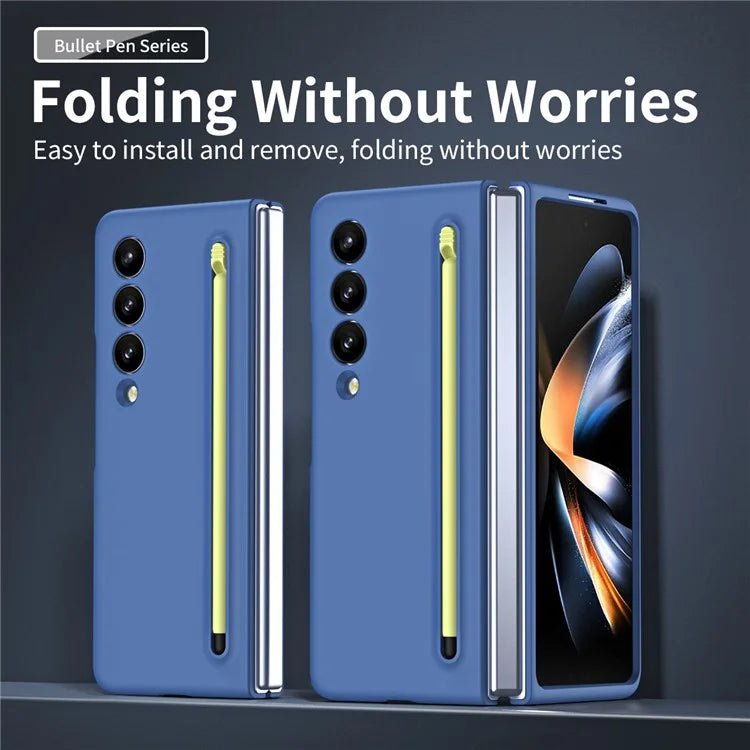 For Samsung Galaxy Z Fold3 5G Case Hard PC Rubberized Phone Cover with Stylus Pen
