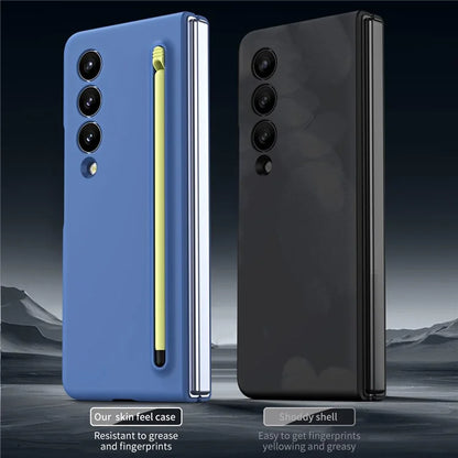 For Samsung Galaxy Z Fold3 5G Case Hard PC Rubberized Phone Cover with Stylus Pen