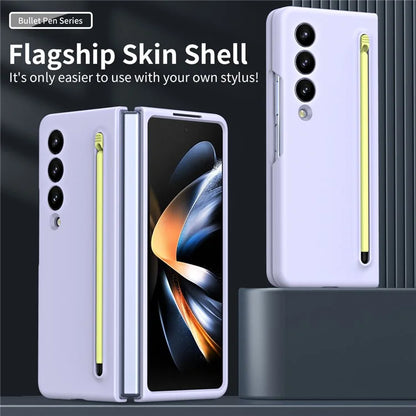 For Samsung Galaxy Z Fold3 5G Case Hard PC Rubberized Phone Cover with Stylus Pen