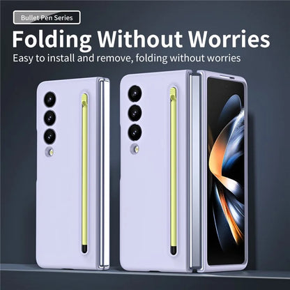 For Samsung Galaxy Z Fold3 5G Case Hard PC Rubberized Phone Cover with Stylus Pen