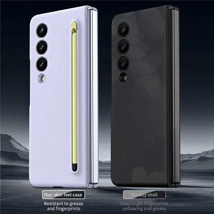 For Samsung Galaxy Z Fold3 5G Case Hard PC Rubberized Phone Cover with Stylus Pen