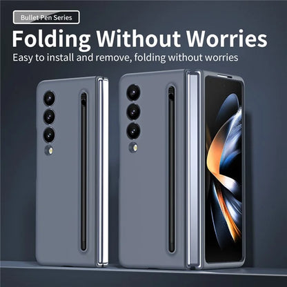 For Samsung Galaxy Z Fold3 5G Case Hard PC Rubberized Phone Cover with Stylus Pen