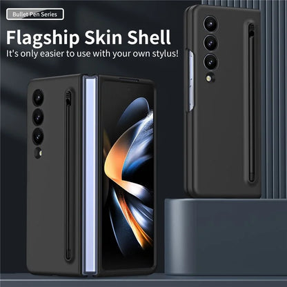 For Samsung Galaxy Z Fold3 5G Case Hard PC Rubberized Phone Cover with Stylus Pen