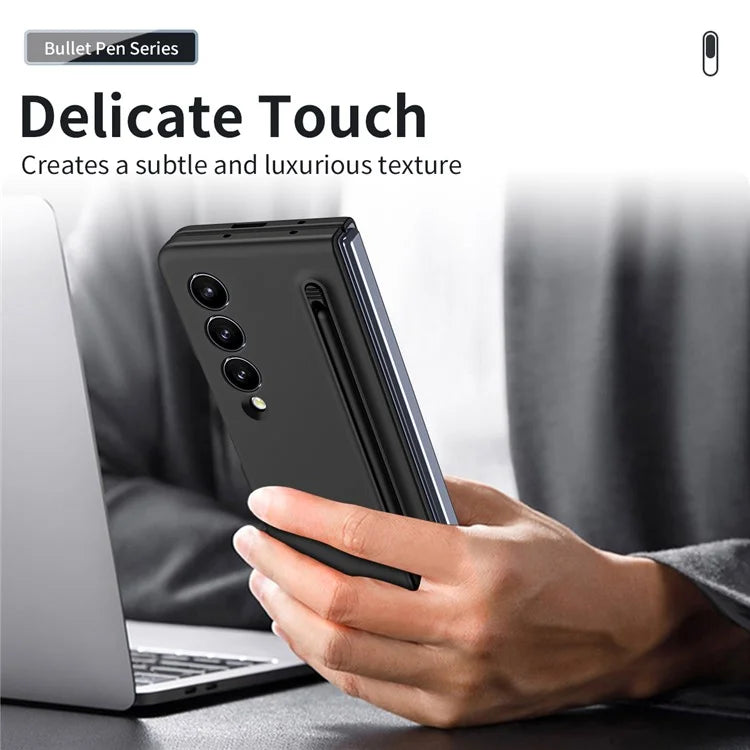 For Samsung Galaxy Z Fold3 5G Case Hard PC Rubberized Phone Cover with Stylus Pen