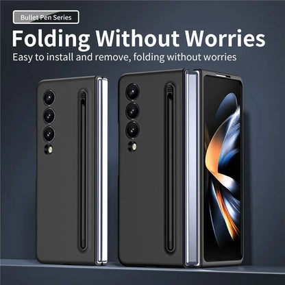 For Samsung Galaxy Z Fold3 5G Case Hard PC Rubberized Phone Cover with Stylus Pen