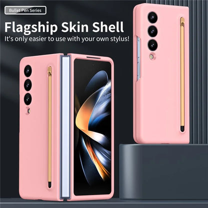 For Samsung Galaxy Z Fold3 5G Case Hard PC Rubberized Phone Cover with Stylus Pen